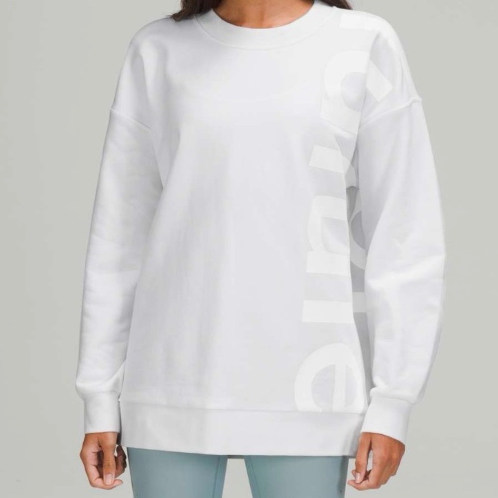 Lululemon Perfectly Oversized Crew Logo Cotton Terry White